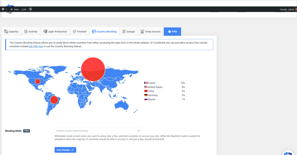 Google advanced captcha country blocking tab